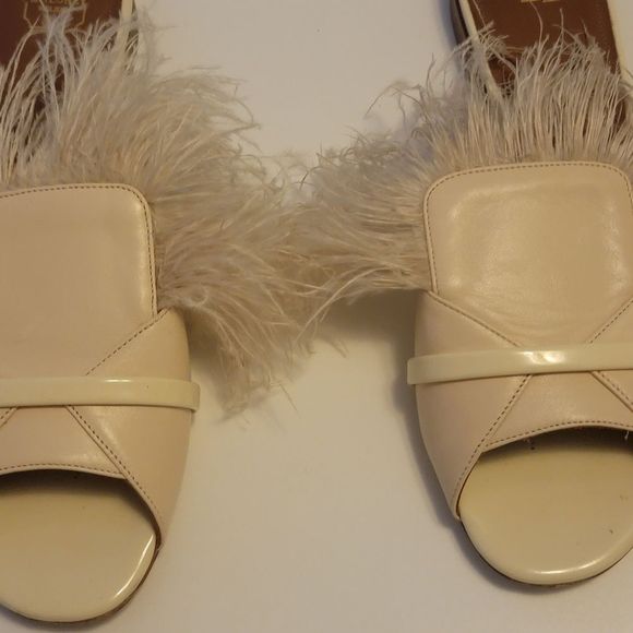 Malone Souliers 'Marina' Feather Satin Hollywood Starlet Glam Slides - Picture 3 of 11
